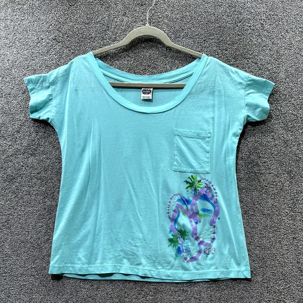 Rainforest Cafe T-Shirt Top Small Blue‎ Pocket Tee Beach Sequin Casual Souvenir